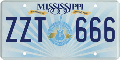 MS license plate ZZT666