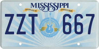 MS license plate ZZT667