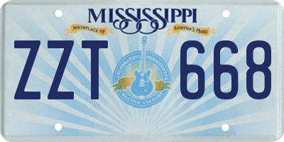 MS license plate ZZT668