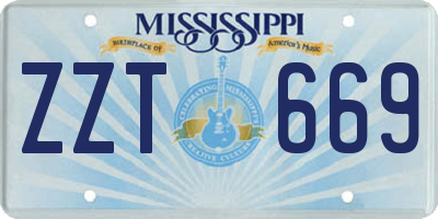 MS license plate ZZT669