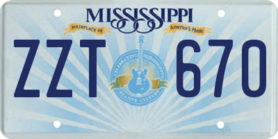 MS license plate ZZT670