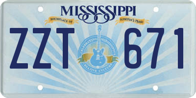 MS license plate ZZT671