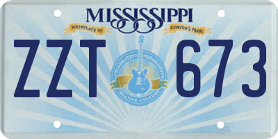 MS license plate ZZT673