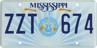 MS license plate ZZT674