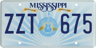 MS license plate ZZT675