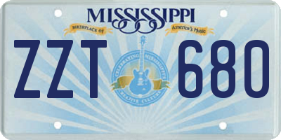 MS license plate ZZT680