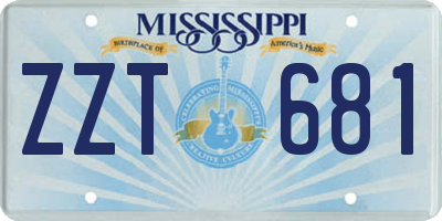 MS license plate ZZT681