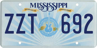 MS license plate ZZT692