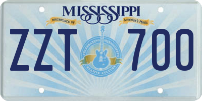 MS license plate ZZT700