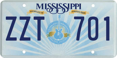 MS license plate ZZT701