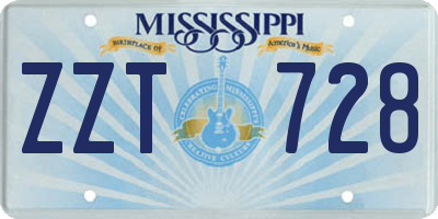 MS license plate ZZT728