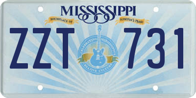 MS license plate ZZT731