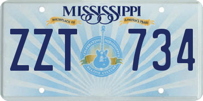 MS license plate ZZT734