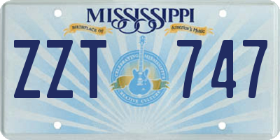 MS license plate ZZT747