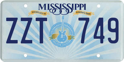 MS license plate ZZT749