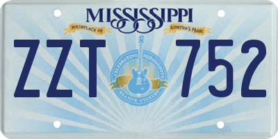 MS license plate ZZT752