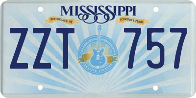 MS license plate ZZT757