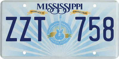 MS license plate ZZT758