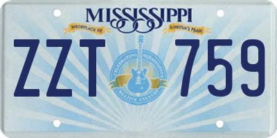 MS license plate ZZT759