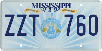 MS license plate ZZT760