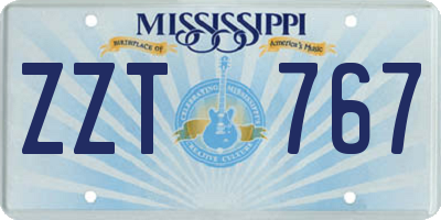 MS license plate ZZT767