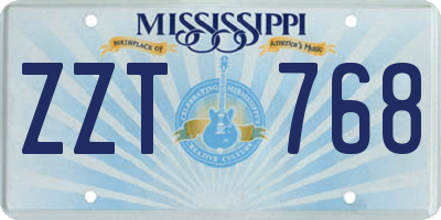 MS license plate ZZT768