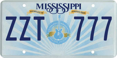 MS license plate ZZT777