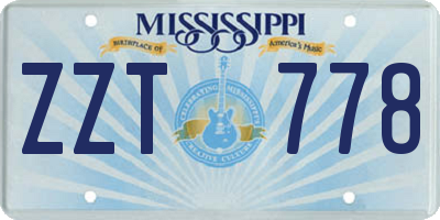 MS license plate ZZT778