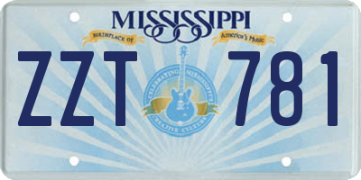 MS license plate ZZT781