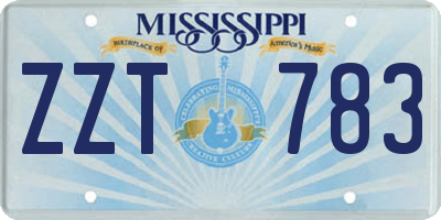 MS license plate ZZT783