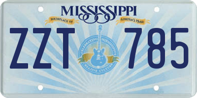 MS license plate ZZT785