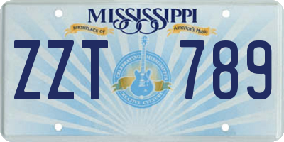 MS license plate ZZT789