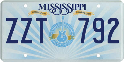 MS license plate ZZT792