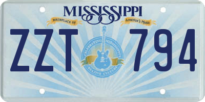 MS license plate ZZT794