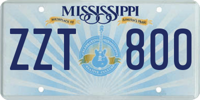 MS license plate ZZT800