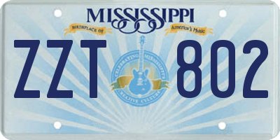 MS license plate ZZT802