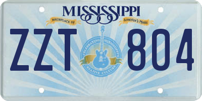 MS license plate ZZT804