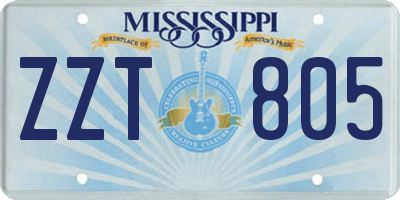 MS license plate ZZT805