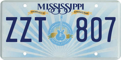 MS license plate ZZT807