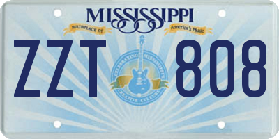 MS license plate ZZT808