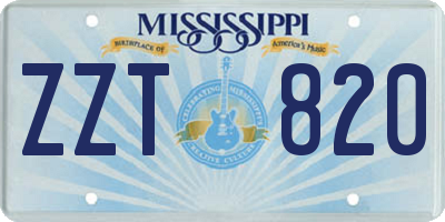 MS license plate ZZT820