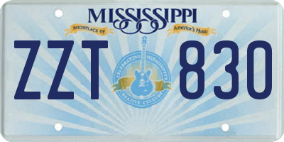 MS license plate ZZT830