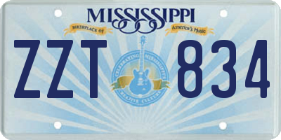 MS license plate ZZT834
