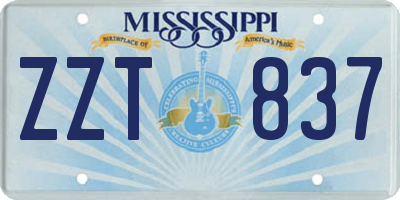 MS license plate ZZT837