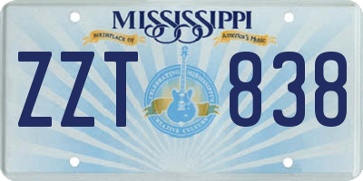 MS license plate ZZT838