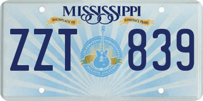 MS license plate ZZT839
