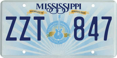 MS license plate ZZT847