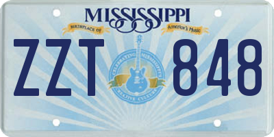 MS license plate ZZT848