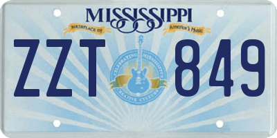 MS license plate ZZT849