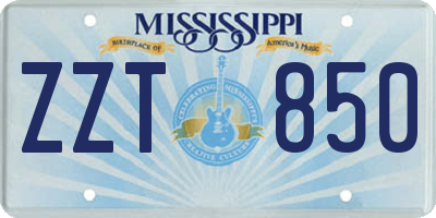 MS license plate ZZT850